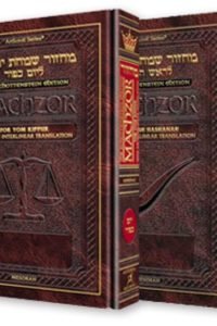 Schottenstein Ed. Interlinear 2 Volume Rosh Hashanah and Yom Kippur Machzor Set