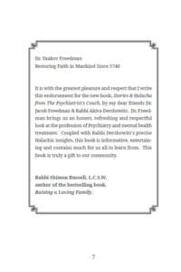 Stories & Halachah from the Psychiatrist's Couch