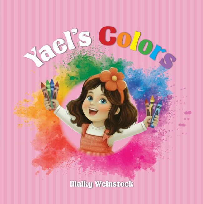 Children's book cover Yael's Colors featuring a girl with crayons.