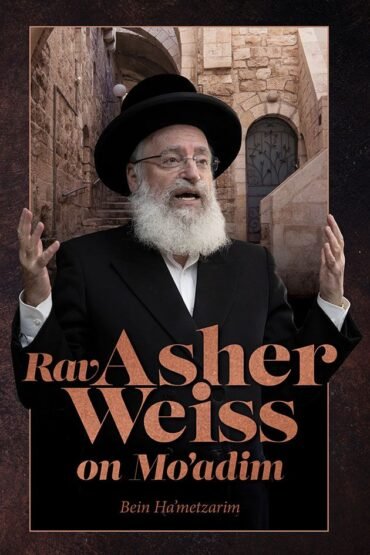 Rav Asher Weiss gesturing in an ancient stone city.