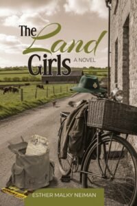 Book cover for 'The Land Girls' featuring a vintage bicycle.