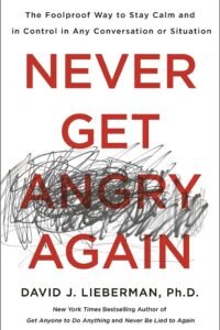 Book cover for 'Never Get Angry Again' by David Lieberman.