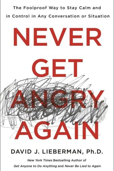 Book cover for 'Never Get Angry Again' by David Lieberman.