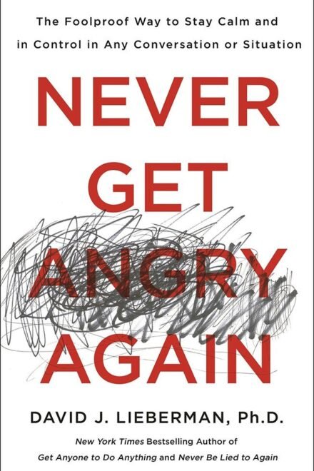 Book cover for 'Never Get Angry Again' by David Lieberman.